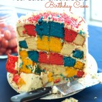 Four Colour Checkerboard Birthday Cake